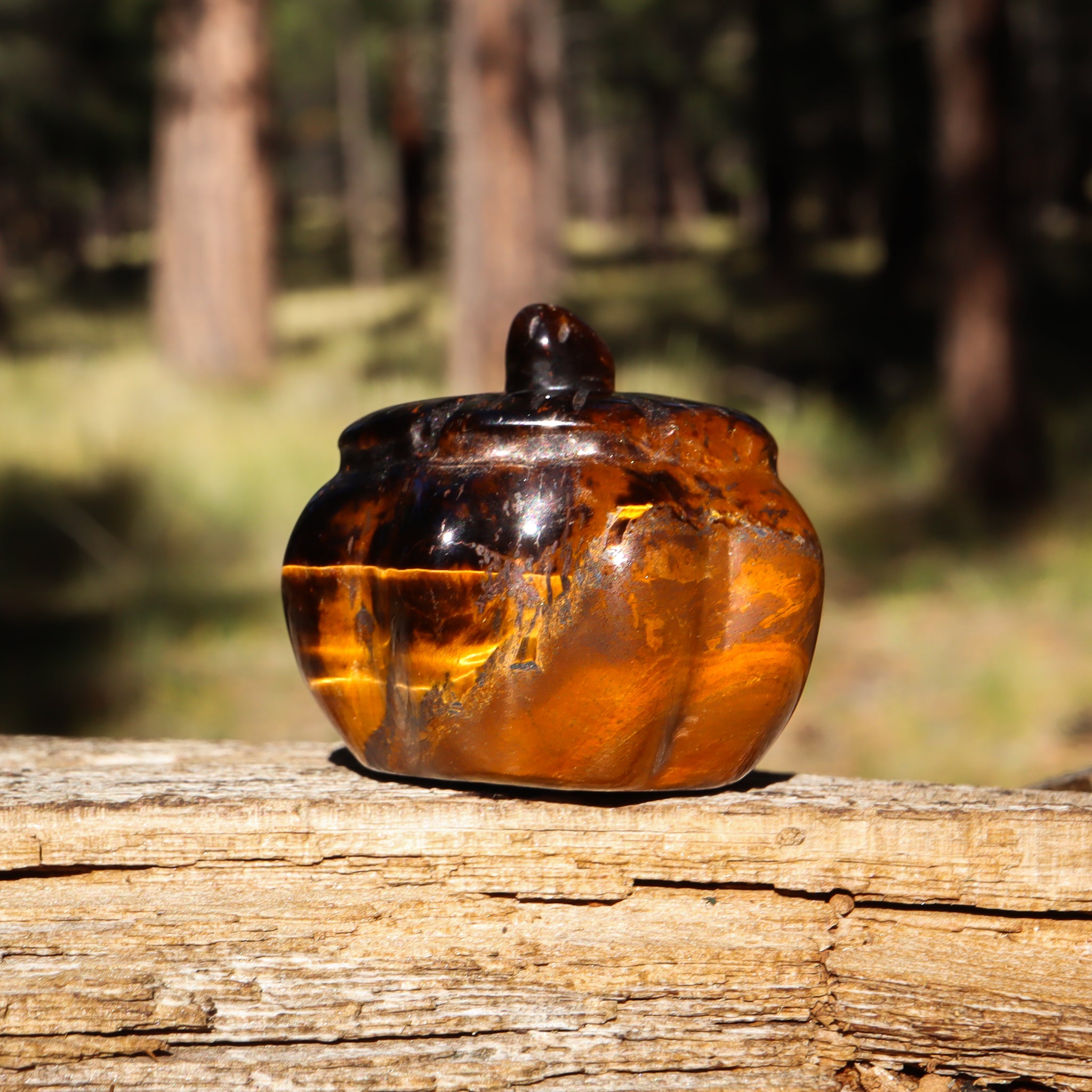 Tiger's Eye Carved Pumpkin