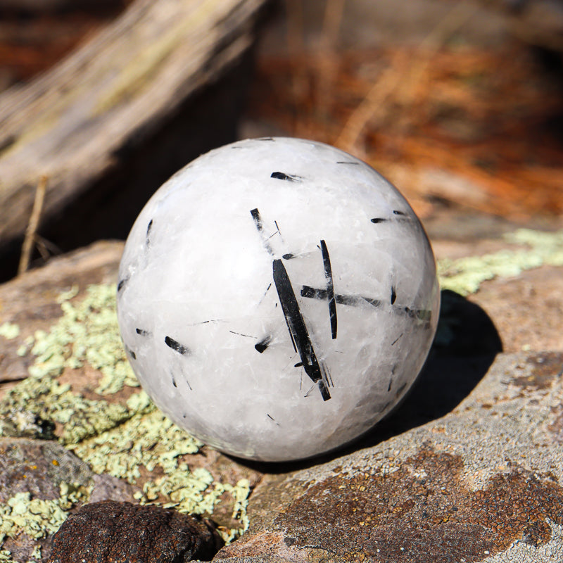 Tourmalinated Quartz Sphere