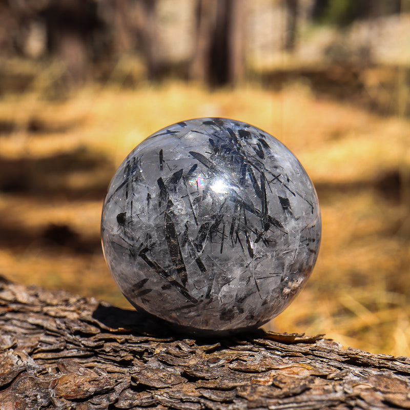 Tourmalinated Quartz Sphere