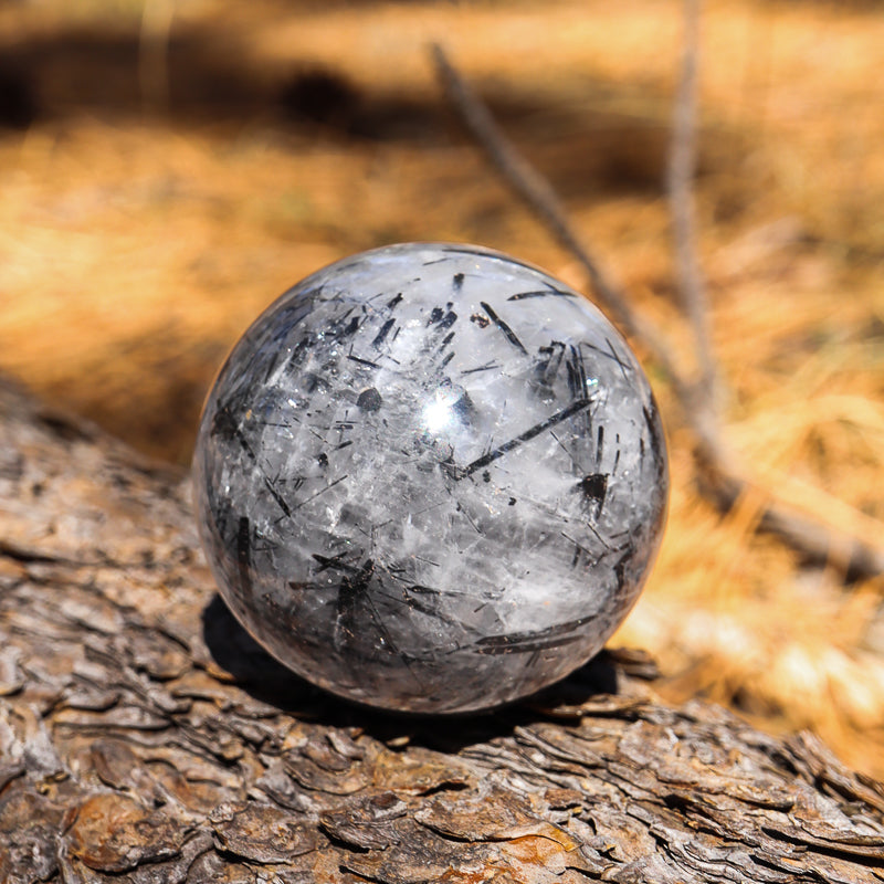 Tourmalinated Quartz Sphere