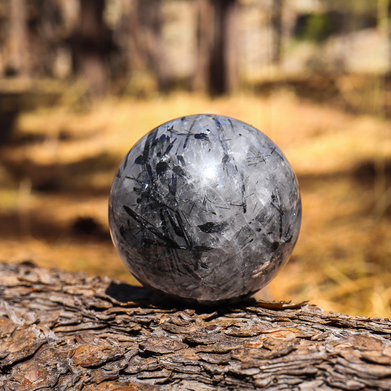 Tourmalinated Quartz Sphere