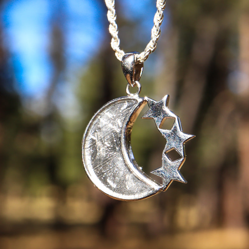 Meteorite Moon and Stars Pendant