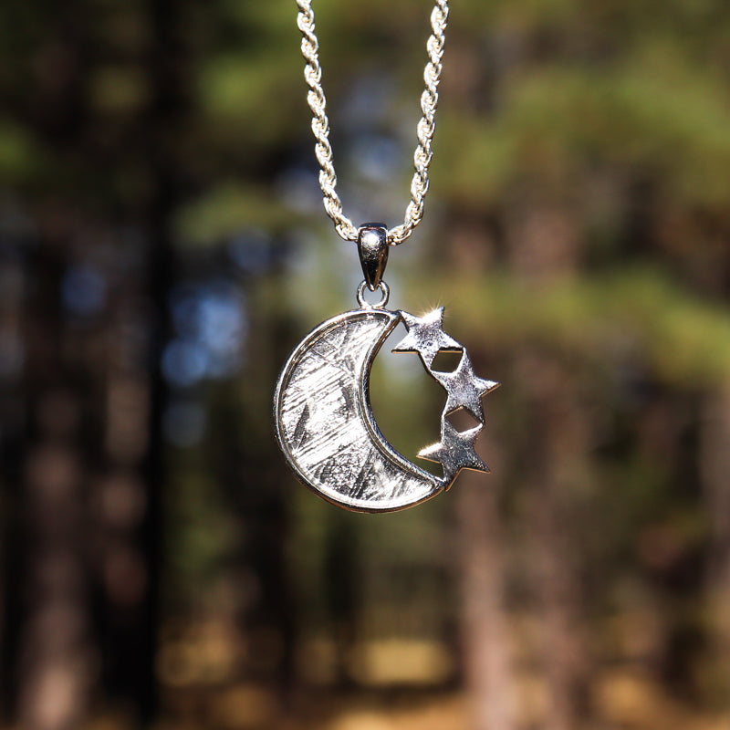 Meteorite Moon and Stars Pendant