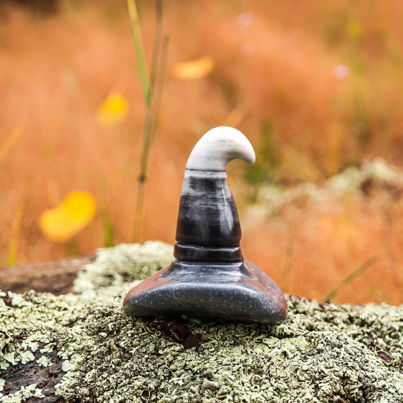 Zebra Jasper Carved Witch Hat