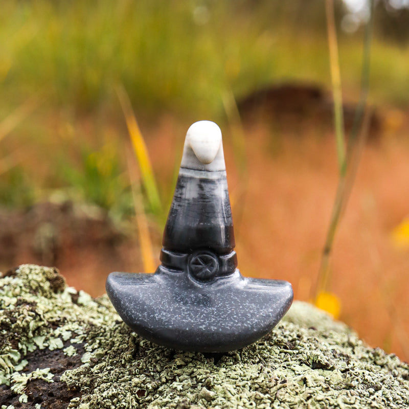 Zebra Jasper Carved Witch Hat