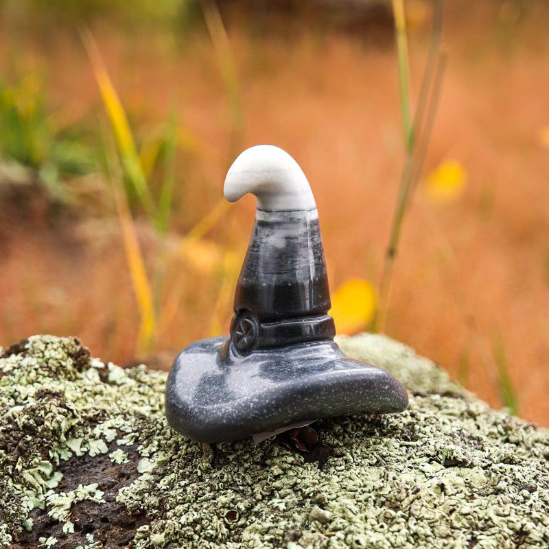 Zebra Jasper Carved Witch Hat