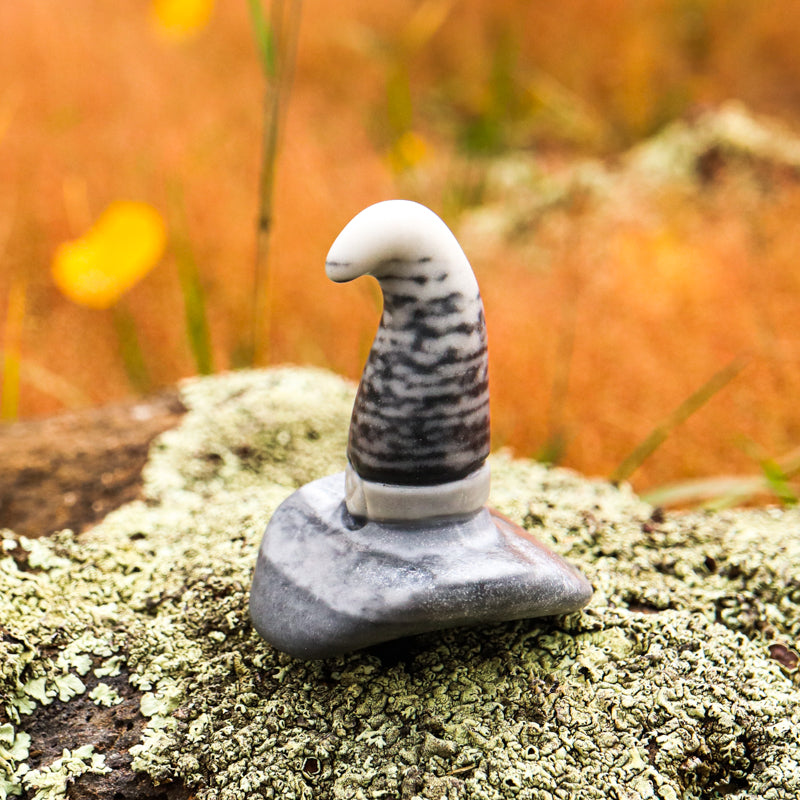 Zebra Jasper Carved Witch Hat