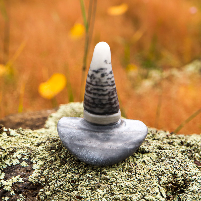 Zebra Jasper Carved Witch Hat