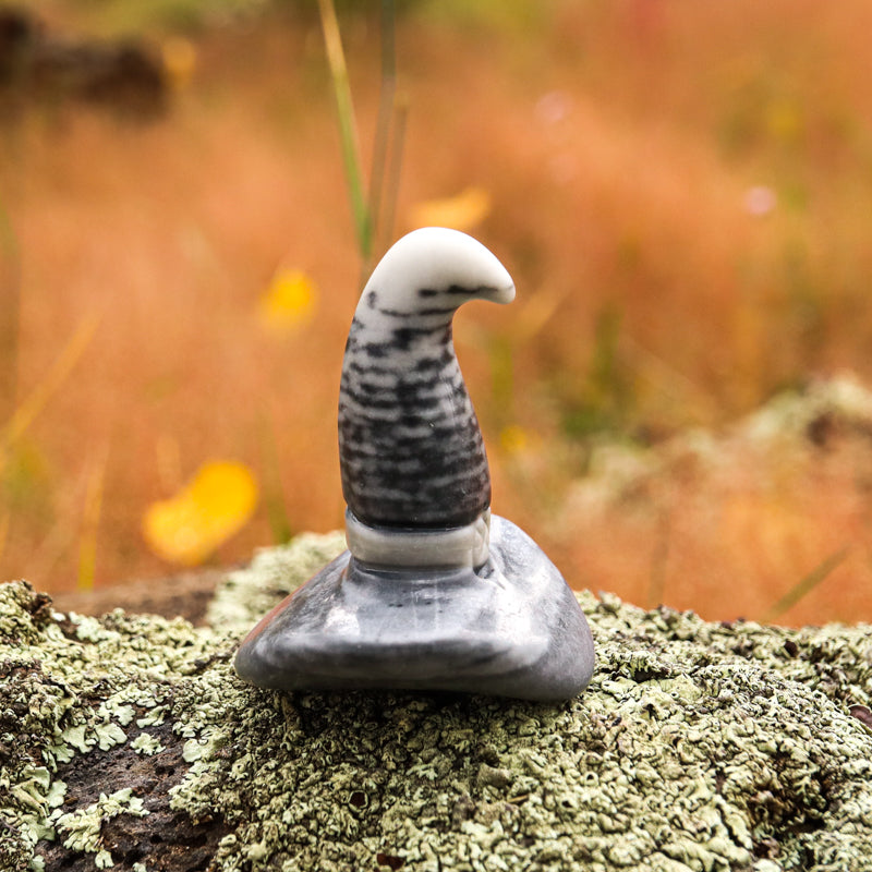 Zebra Jasper Carved Witch Hat