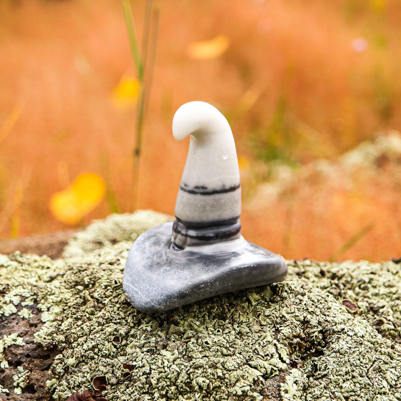 Zebra Jasper Carved Witch Hat