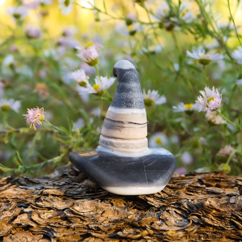 Zebra Jasper Carved Witch Hat