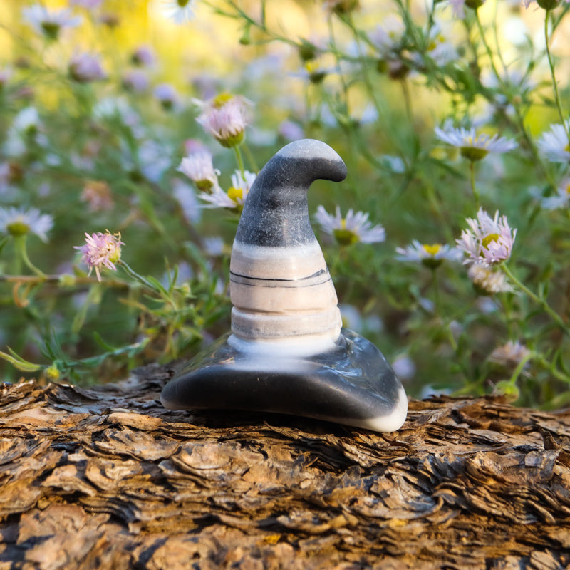 Zebra Jasper Carved Witch Hat