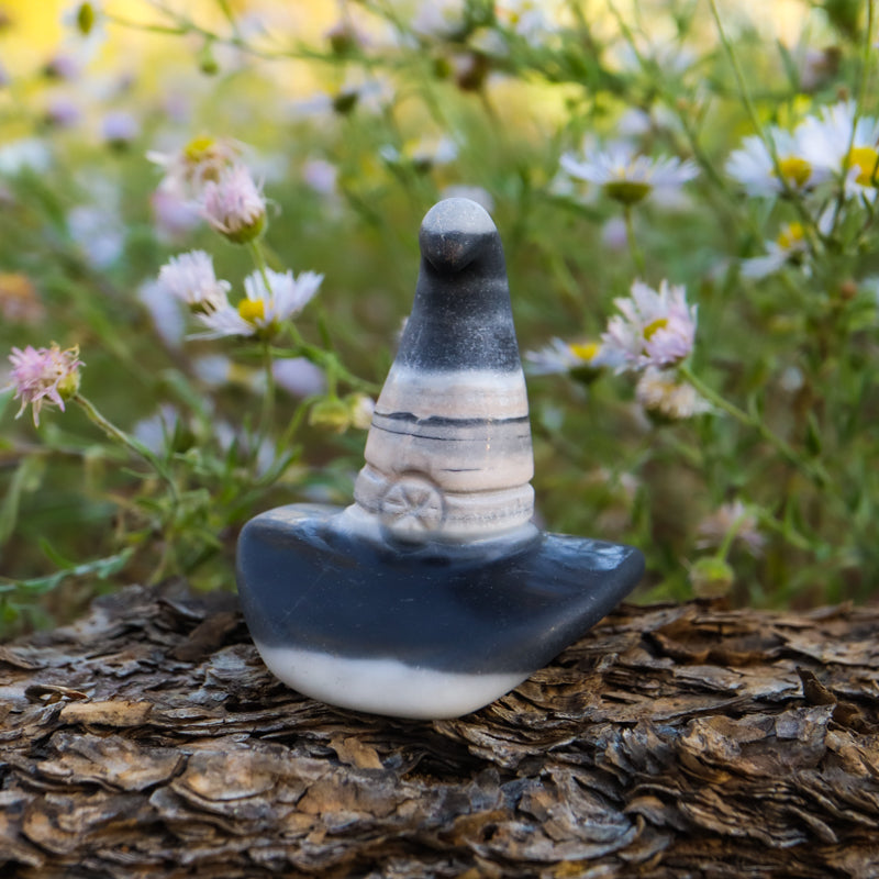 Zebra Jasper Carved Witch Hat