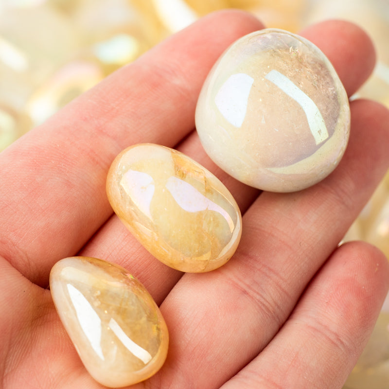 Citrine Aura Quartz Tumbled Crystal Tumbled Crystal Magic
