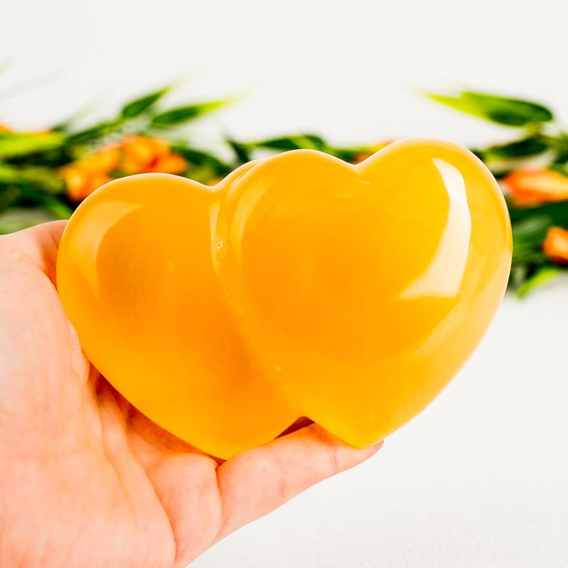 Orange Calcite Double Heart Crystal Heart Crystal Magic online Large