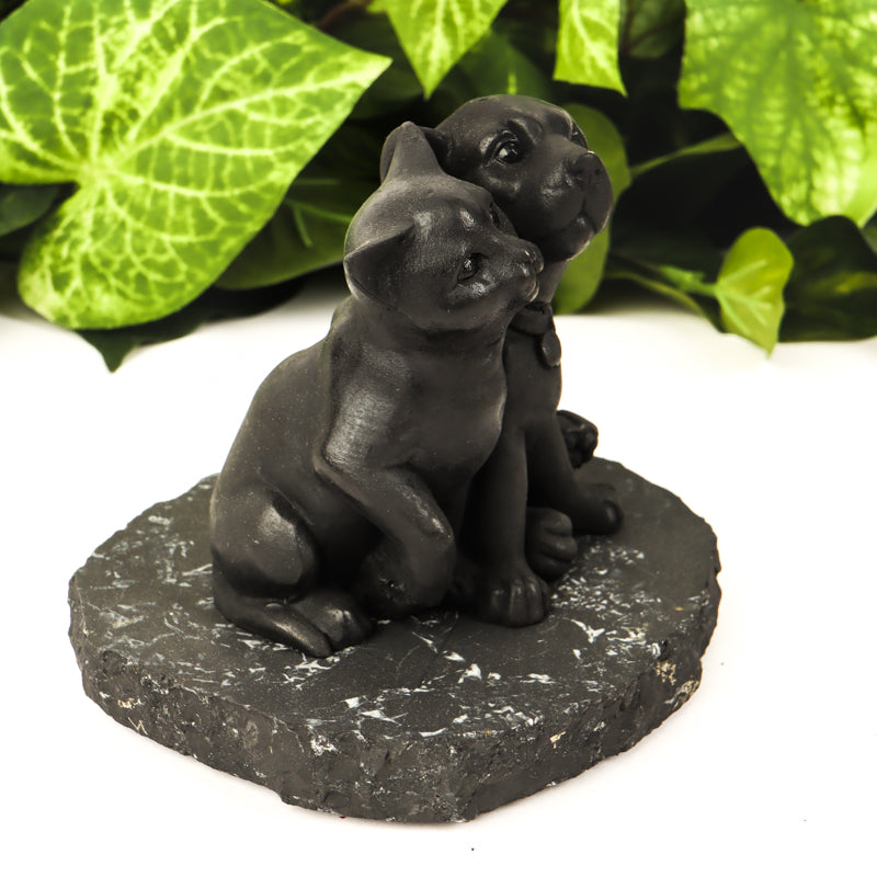 Shungite Dog and Cat Cast Crystal Carvings Crystal Magic