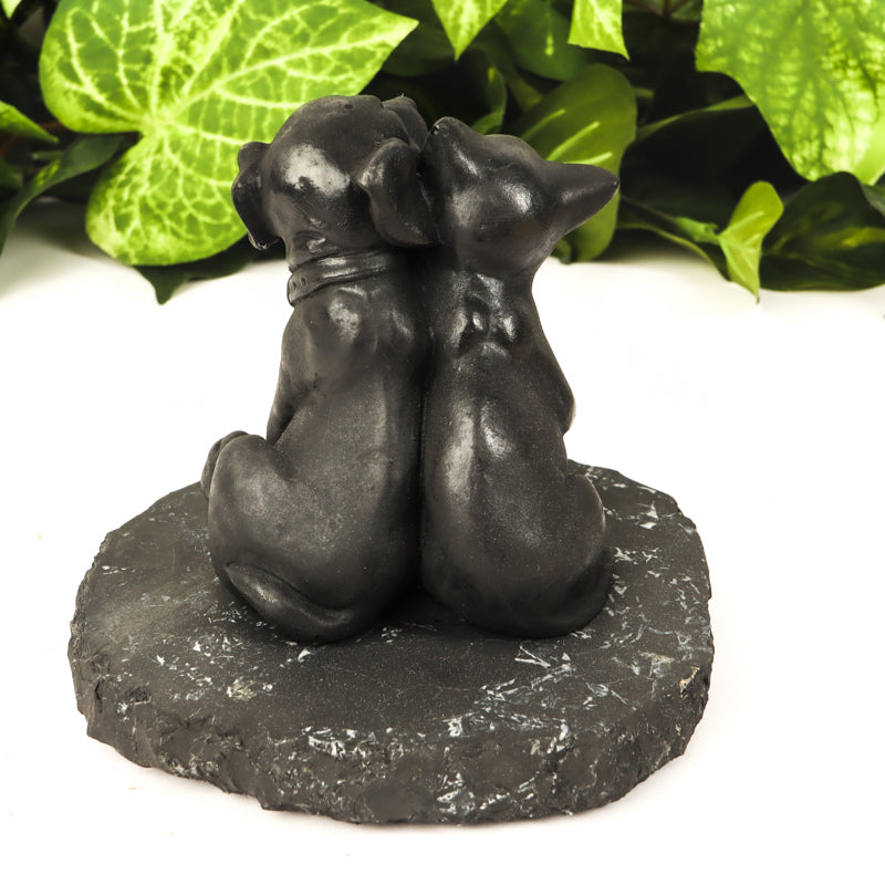 Shungite Dog and Cat Cast Crystal Carvings Crystal Magic