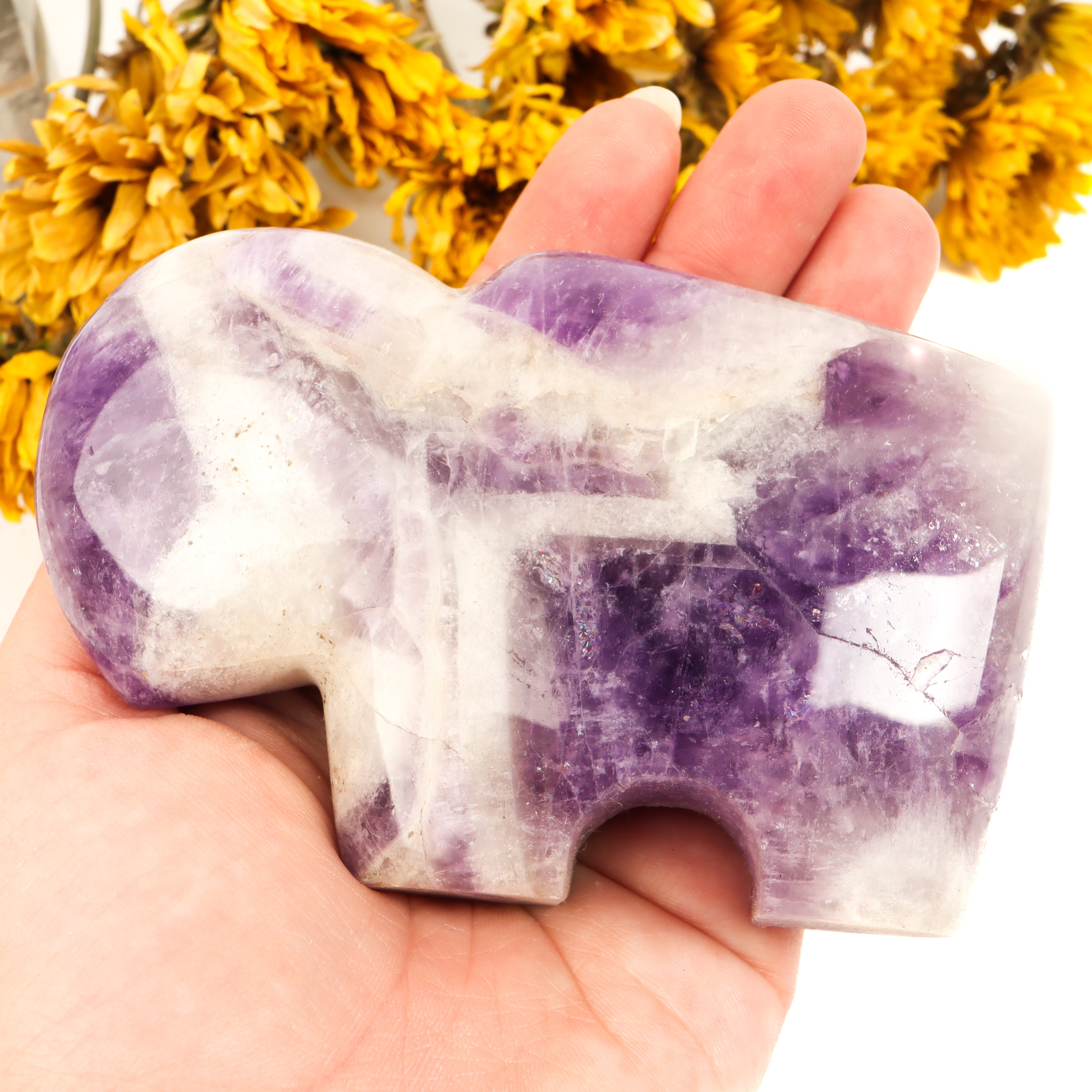 Amethyst Chevron Carved Buffalo Crystal Carving Crystal Magic