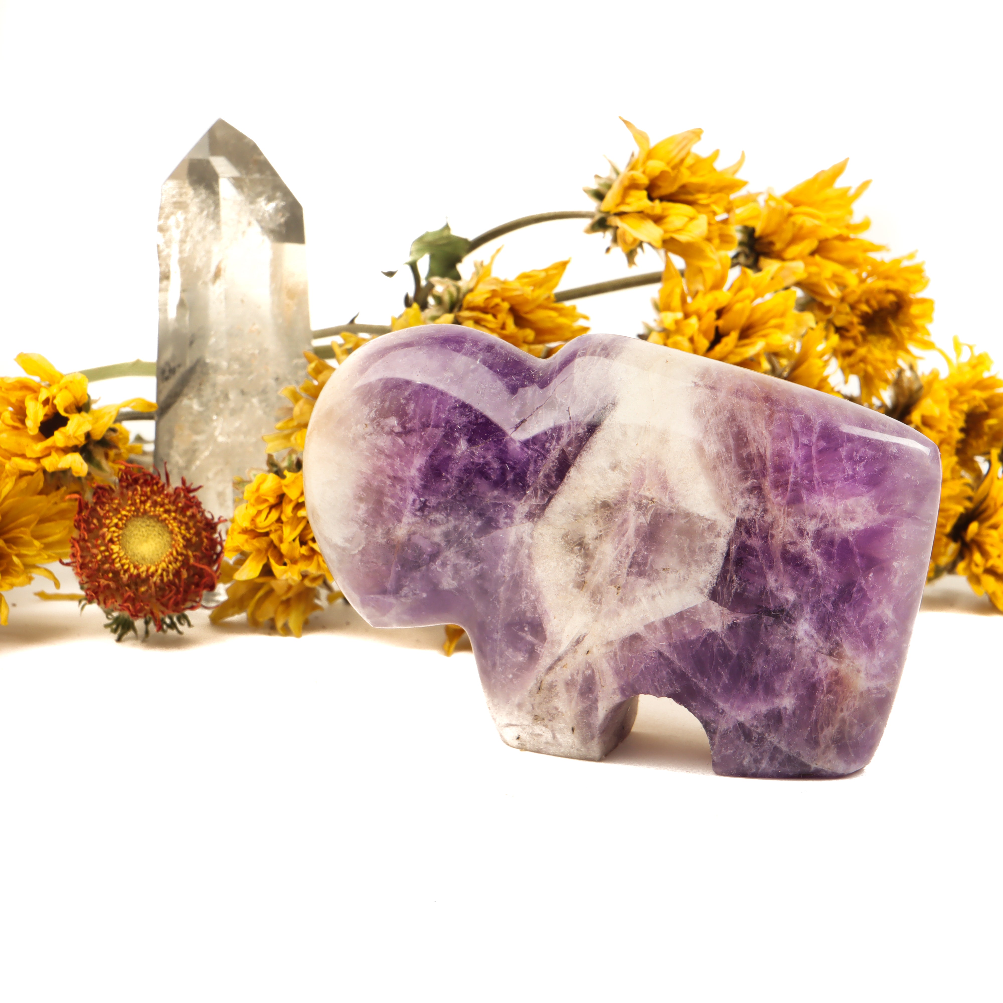 Amethyst Chevron Carved Buffalo Crystal Carving Crystal Magic
