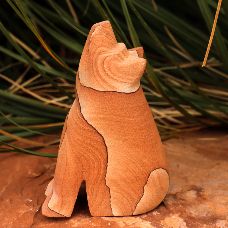 Picture Sandstone Howling Coyote Crystal Carvings Crystal Magic