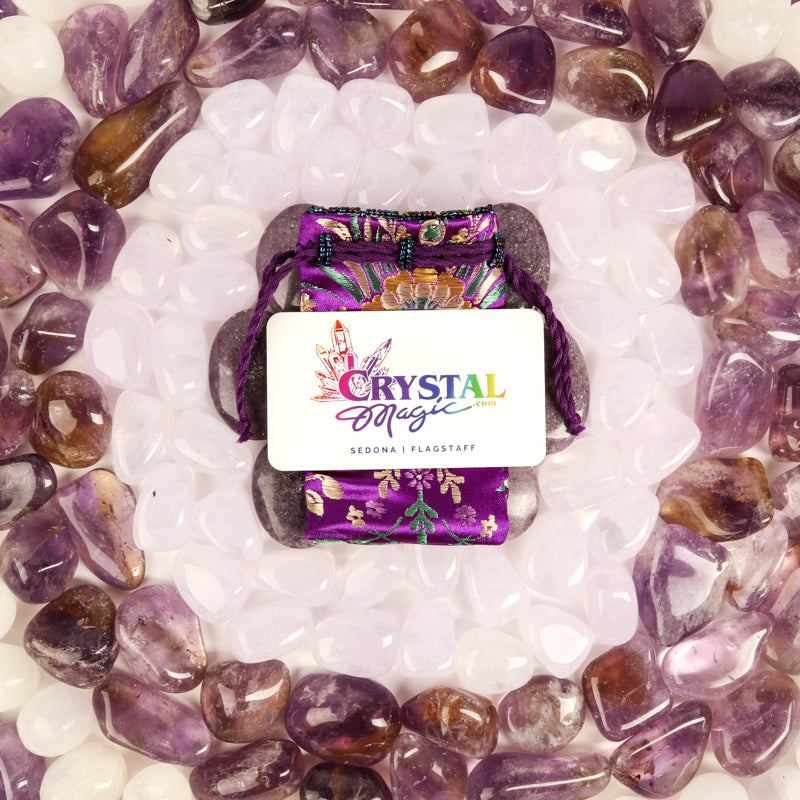 Crown Chakra Stone Bundle Crystal Bundle Crystal Magic online Hand Knit Bag 