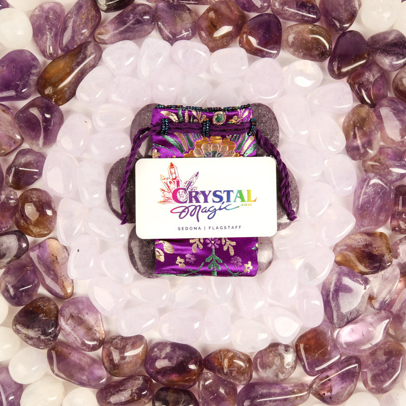 Crown Chakra Stone Bundle Crystal Bundle Crystal Magic online Hand Knit Bag