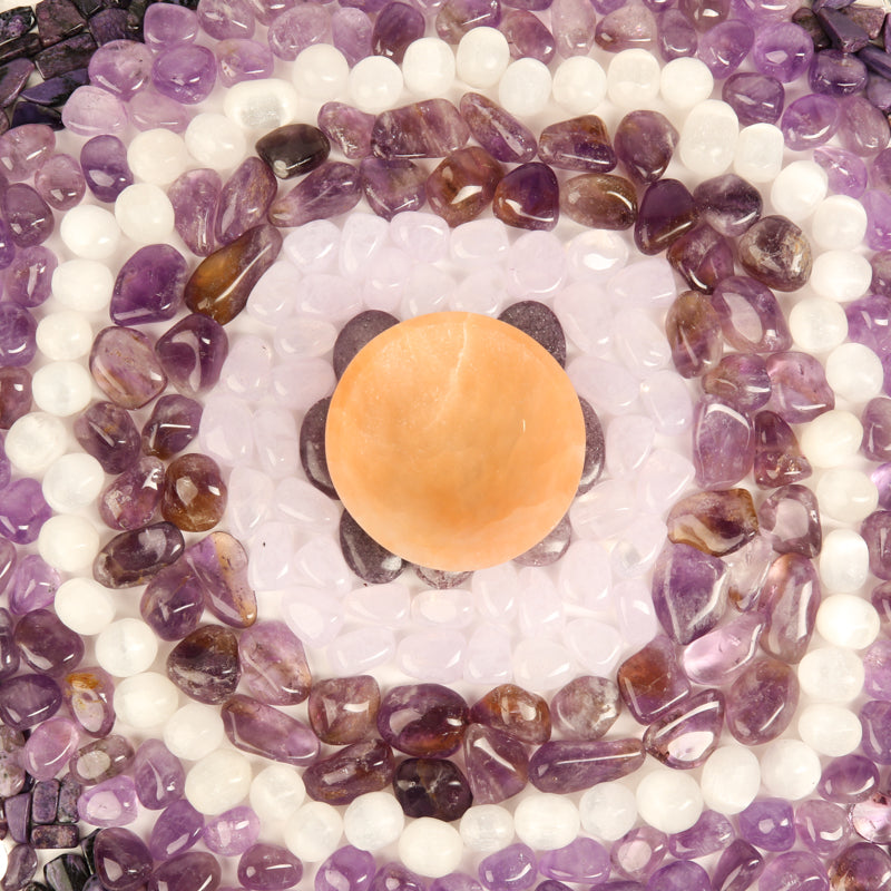 Crown Chakra Stone Bundle Crystal Bundle Crystal Magic online Peach Selenite Bowl