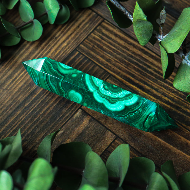Double Terminated Malachite Point