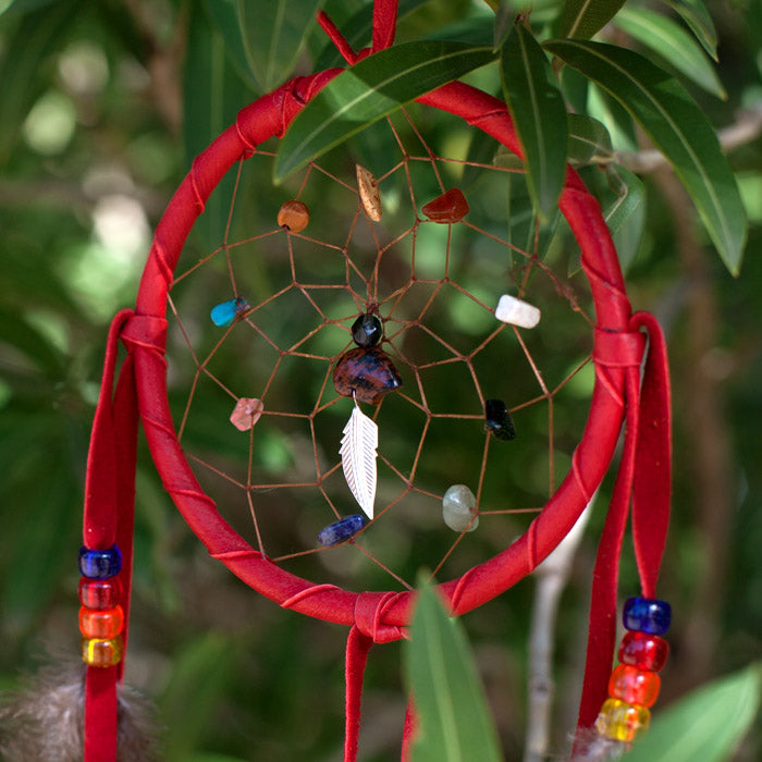 Handmade Dreamcatchers with Gemstones Gifts & Decor Bertina Red Large