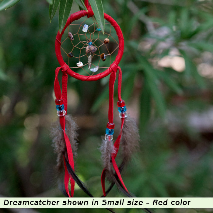 Handmade Dreamcatchers with Gemstones Gifts & Decor Bertina Red Small
