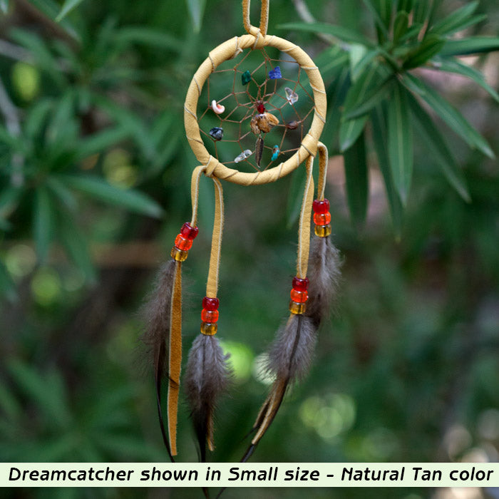 Handmade Dreamcatchers with Gemstones Gifts & Decor Bertina Natural Tan Small