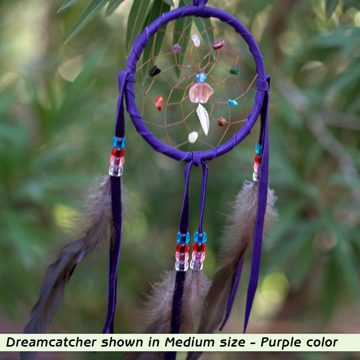 Handmade Dreamcatchers with Gemstones Gifts & Decor Bertina Purple Small
