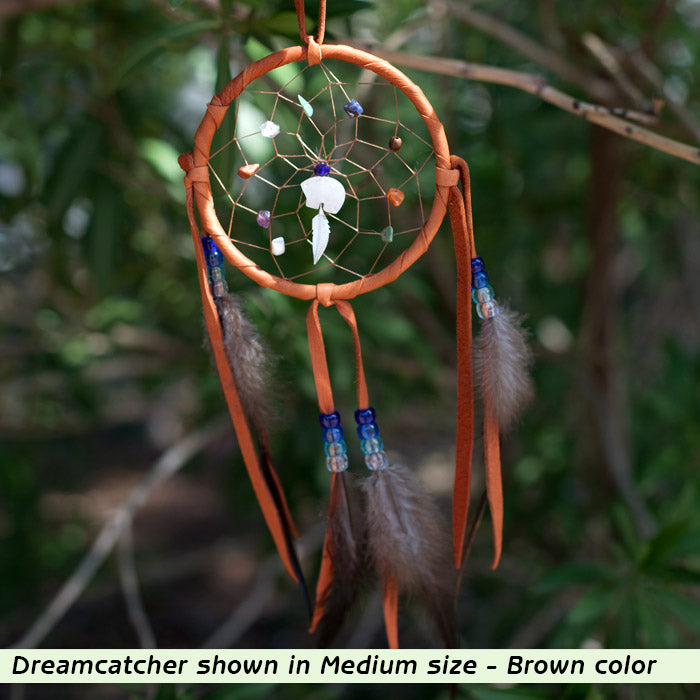 Handmade Dreamcatchers with Gemstones Gifts & Decor Bertina Brown Small