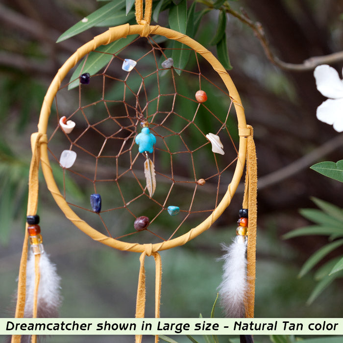 Handmade Dreamcatchers with Gemstones Gifts & Decor Bertina Natural Tan Large