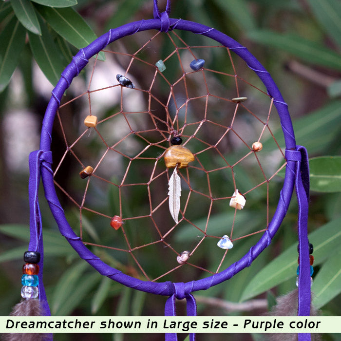 Handmade Dreamcatchers with Gemstones Gifts & Decor Bertina Purple Large
