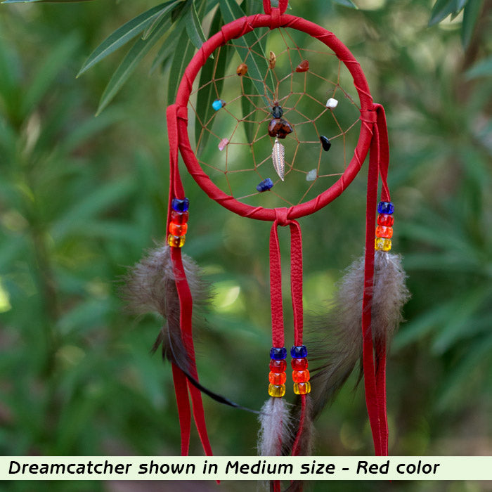 Handmade Dreamcatchers with Gemstones Gifts & Decor Bertina Red Medium