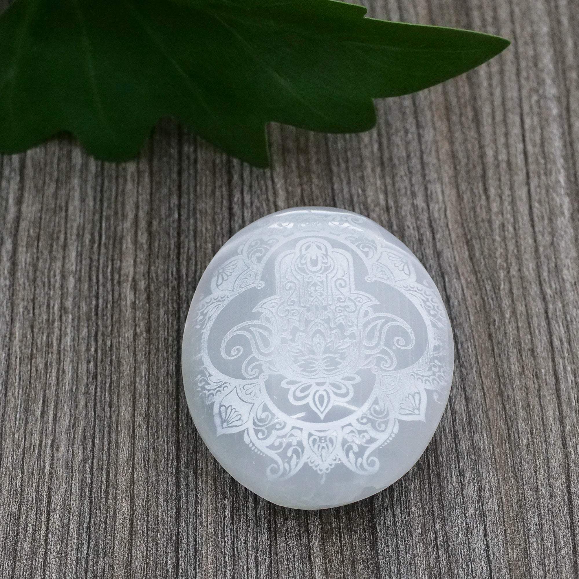 Etched Selenite Palm Stone Crystal Palm Stones Aquarius
