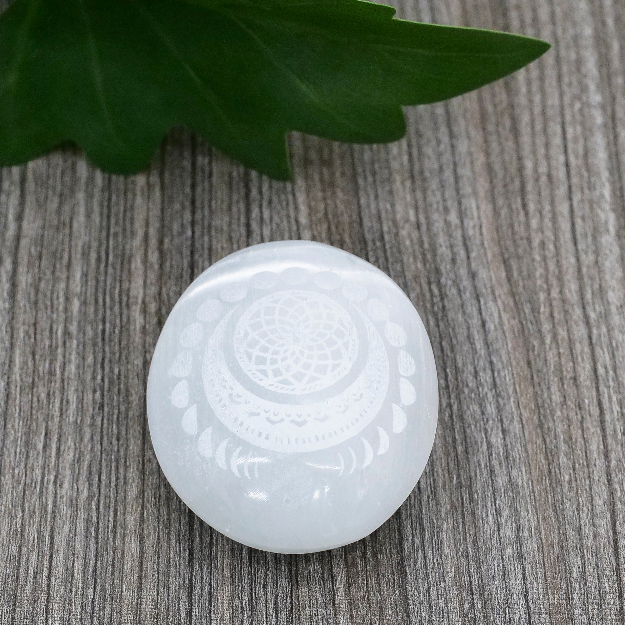 Etched Selenite Palm Stone Crystal Palm Stones Aquarius