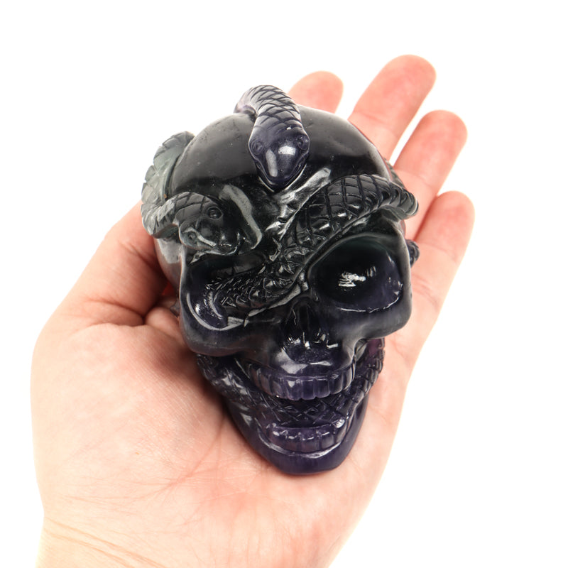 Fluorite Skull with Serpent Crystal Skull Aquarius