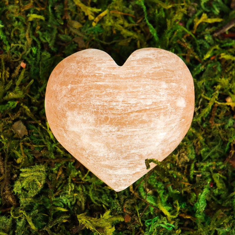 Small Peach Selenite Heart Crystal Heart Aquarius