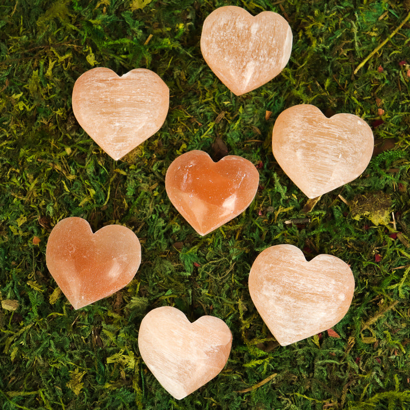 Small Peach Selenite Heart Crystal Heart Aquarius