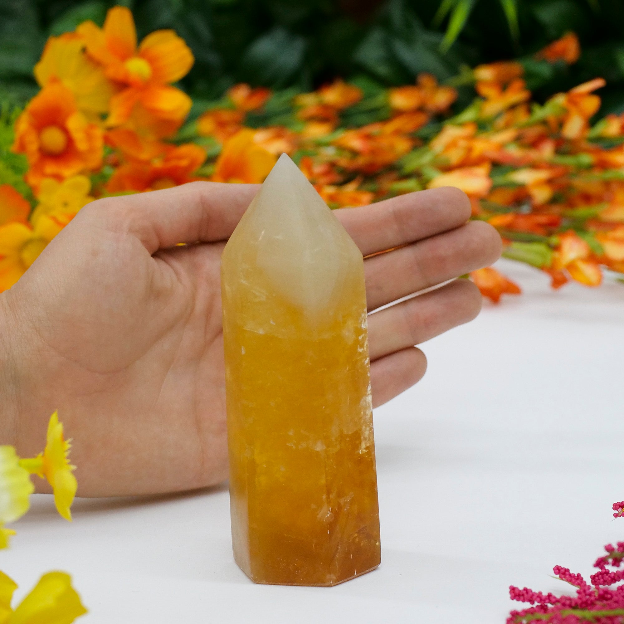 Honey Calcite Point Crystal Point Cancer Sign