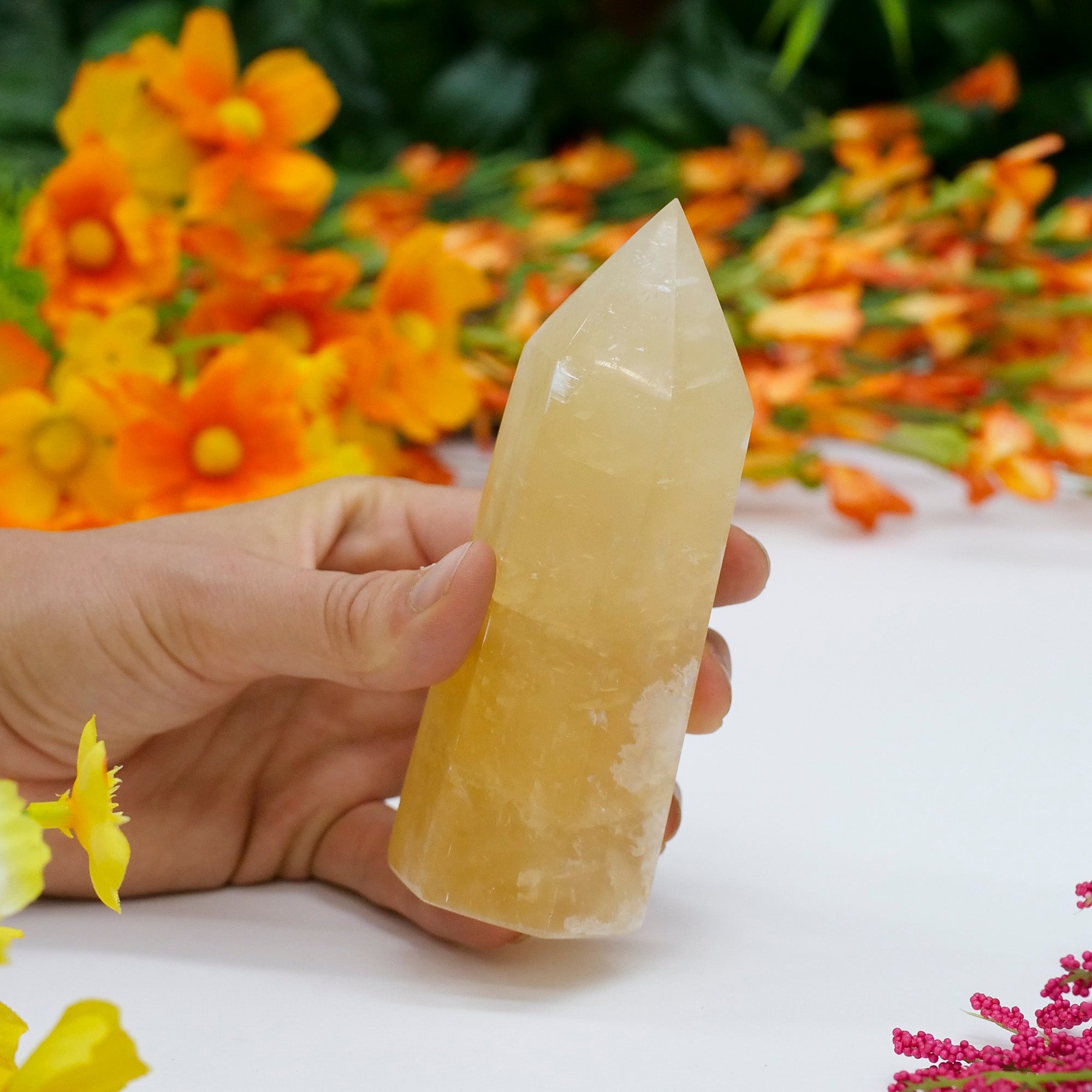 Honey Calcite Point Crystal Point Cancer Sign