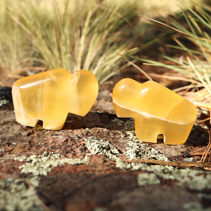 Honeycomb Calcite Carved Buffalo