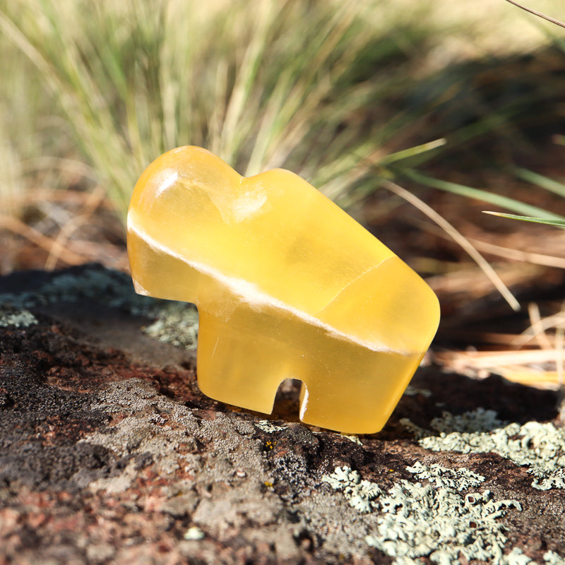 Honeycomb Calcite Carved Buffalo