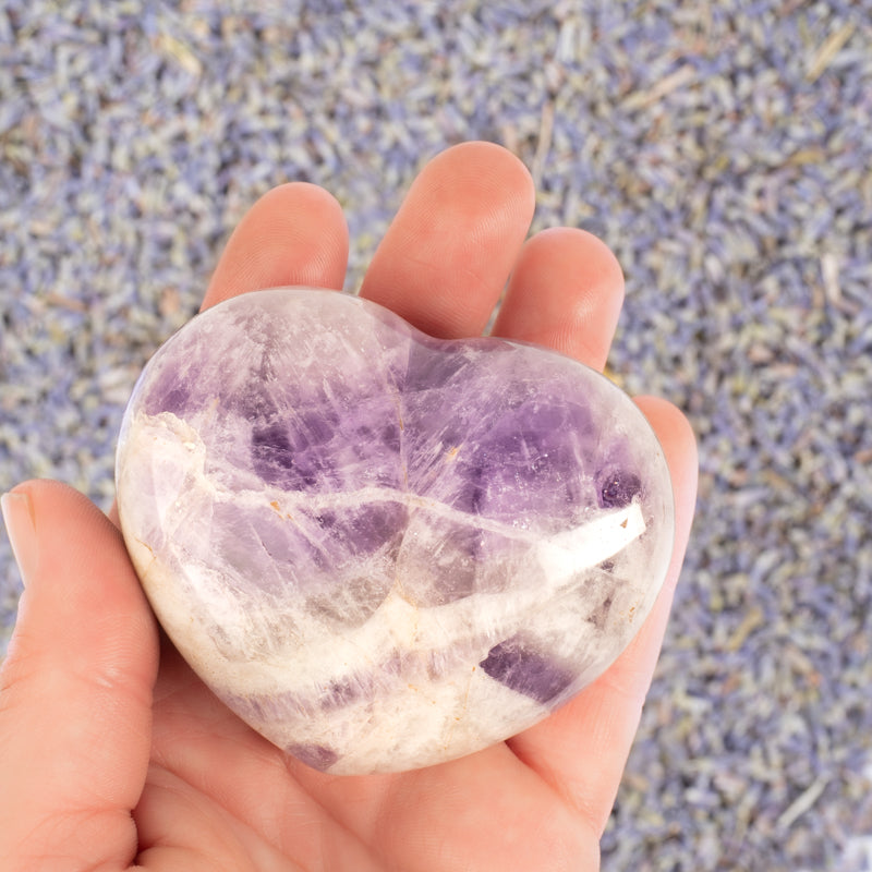 Amethyst Chevron Heart Crystal Heart Aquarius 2.25"