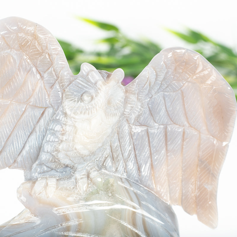 Chalcedony Druzy Cluster Owl Crystal Carvings Cancer Sign