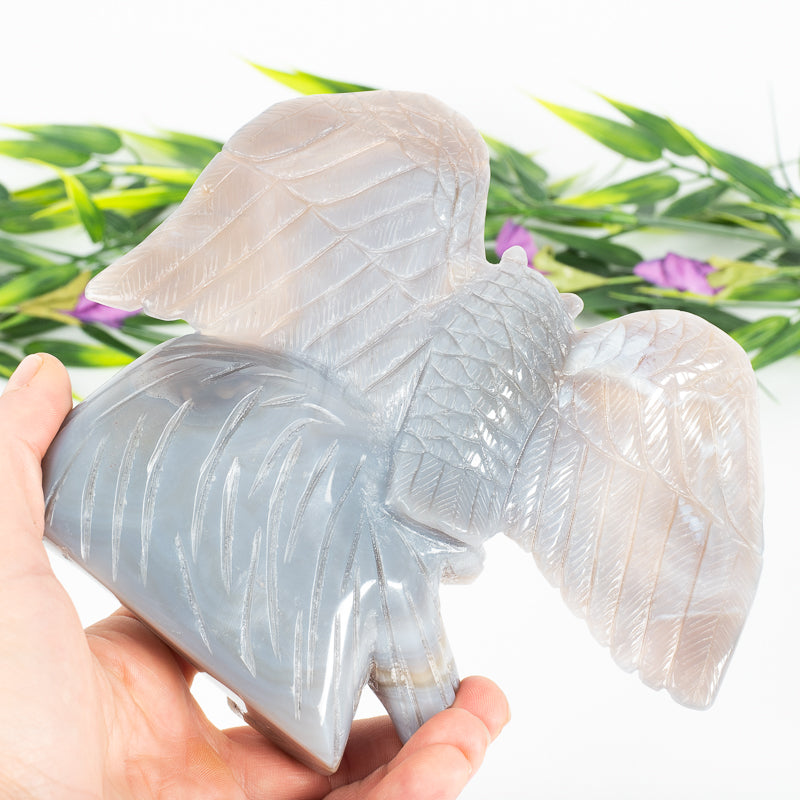 Chalcedony Druzy Cluster Owl Crystal Carvings Cancer Sign