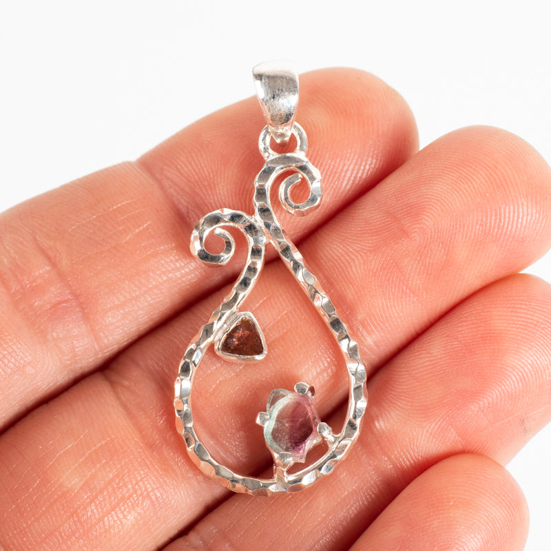 Watermelon Tourmaline Pendant with Pink Tourmaline Jewelry: Pendant Starborn Creations