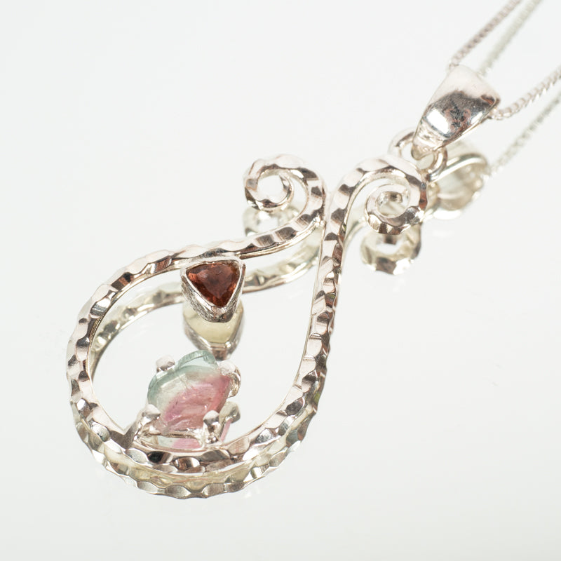 Watermelon Tourmaline Pendant with Pink Tourmaline Jewelry: Pendant Starborn Creations